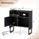 Record Player Stand with Power Outlets and Vinyl Storage Holder up to 250 Albums by DirectDeals