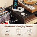Record Player Stand with Power Outlets and Vinyl Storage Holder up to 250 Albums by DirectDeals