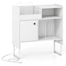 Record Player Stand with Power Outlets and Vinyl Storage Holder up to 250 Albums by DirectDeals