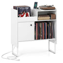Record Player Stand with Power Outlets and Vinyl Storage Holder up to 250 Albums by LJGDeals