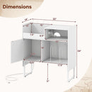 Record Player Stand with Power Outlets and Vinyl Storage Holder up to 250 Albums by DirectDeals