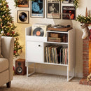 Record Player Stand with Power Outlets and Vinyl Storage Holder up to 250 Albums by LJGDeals