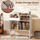 Record Player Stand with Power Outlets and Vinyl Storage Holder up to 250 Albums by DirectDeals