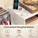 Record Player Stand with Power Outlets and Vinyl Storage Holder up to 250 Albums by LJGDeals