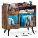 Record Player Stand with LED Light and Power Outlets by DirectDeals