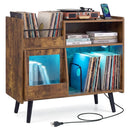 Record Player Stand with LED Light and Power Outlets by LJGDeals