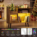 Record Player Stand with LED Light and Power Outlets by LJGDeals
