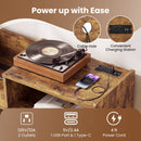 Record Player Stand with LED Light and Power Outlets by DirectDeals