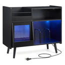 Record Player Stand with LED Light and Power Outlets by DirectDeals