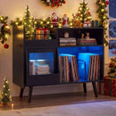 Record Player Stand with LED Light and Power Outlets by LJGDeals