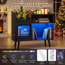 Record Player Stand with LED Light and Power Outlets by DirectDeals