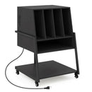 Record Player Stand on Wheels Rolling Turntable Stand with Power Outlets by DirectDeals