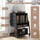 Record Player Stand on Wheels Rolling Turntable Stand with Power Outlets by DirectDeals