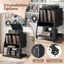 Record Player Stand on Wheels Rolling Turntable Stand with Power Outlets by DirectDeals
