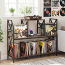 Record Player Stand with Power Outlets & Vinyl Storage by DirectDeals