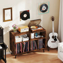Record Player Stand with Charging Station and Open Shelves-Rustic Brown by LJGDeals