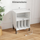 Record Player Stand with Record Storage Shelf and Charging Station