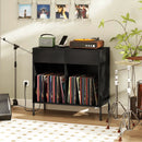 Record Player Stand with Power Outlets Double Wide Turntable Stand Vinyl Record Storage Table by LJGDeals