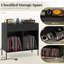 Record Player Stand with Power Outlets Double Wide Turntable Stand Vinyl Record Storage Table by LJGDeals