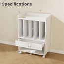 Record Rolling Turntable Player Stand with Drawer-White