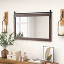 Rectangle Barn Door Style Wall Mounted Mirror with Solid Wood Frame by LJGDeals