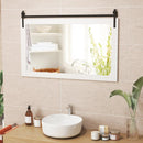 Rectangle Barn Door Style Wall Mounted Mirror with Solid Wood Frame by LJGDeals