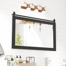 Rectangle Barn Door Style Wall Mounted Mirror with Solid Wood Frame