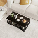 Rectangle Coffee Table 2-tier Industrial Accent Table with Storage Shelf and Compartment by LJGDeals
