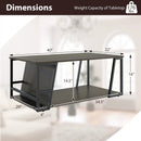 Rectangle Coffee Table 2-tier Industrial Accent Table with Storage Shelf and Compartment by LJGDeals