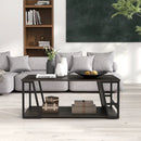 Rectangle Coffee Table 2-tier Industrial Accent Table with Storage Shelf and Compartment by LJGDeals