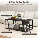 Rectangle Coffee Table 2-tier Industrial Accent Table with Storage Shelf and Compartment by LJGDeals