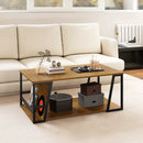 Rectangle Coffee Table 2-tier Industrial Accent Table with Storage Shelf and Compartment by LJGDeals