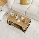 Rectangle Coffee Table 2-tier Industrial Accent Table with Storage Shelf and Compartment by LJGDeals