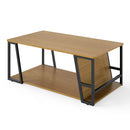 Rectangle Coffee Table 2-tier Industrial Accent Table with Storage Shelf and Compartment by LJGDeals