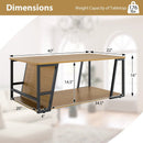 Rectangle Coffee Table 2-tier Industrial Accent Table with Storage Shelf and Compartment by LJGDeals