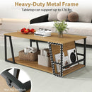 Rectangle Coffee Table 2-tier Industrial Accent Table with Storage Shelf and Compartment by LJGDeals