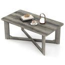 Rectangle Coffee Table Rubber Wood Base with X-Shaped Base-Gray by LJGDeals