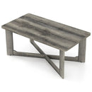 Rectangle Coffee Table Rubber Wood Base with X-Shaped Base-Gray by LJGDeals