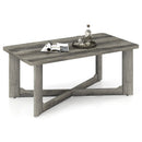 Rectangle Coffee Table Rubber Wood Base with X-Shaped Base-Gray by LJGDeals