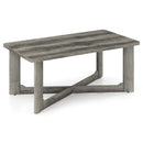Rectangle Coffee Table Rubber Wood Base with X-Shaped Base-Gray by LJGDeals