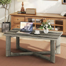 Rectangle Coffee Table Rubber Wood Base with X-Shaped Base-Gray by LJGDeals