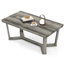 Rectangle Coffee Table Rubber Wood Base with Cross-Shaped Base-Gray by LJGDeals