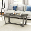 Rectangle Coffee Table Rubber Wood Base with Cross-Shaped Base-Gray by LJGDeals
