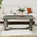 Rectangle Coffee Table Rubber Wood Base with Cross-Shaped Base-Gray by LJGDeals