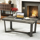 Rectangle Coffee Table Rubber Wood Base with Cross-Shaped Base-Gray by LJGDeals