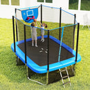 Rectangle Outdoor Trampoline 10 x 8 FT Heavy-Duty Trampoline with Basketball Hoop by LJGDeals