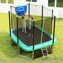 Rectangle Outdoor Trampoline 10 x 8 FT Heavy-Duty Trampoline with Basketball Hoop by LJGDeals