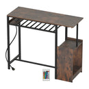 Rectangular Bar Table with Charging Station and LED Light-Rustic Brown by LJGDeals