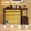 Rectangular Bar Table with Charging Station and LED Light-Rustic Brown by LJGDeals