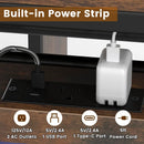 Rectangular Bar Table with Charging Station and LED Light-Rustic Brown by LJGDeals